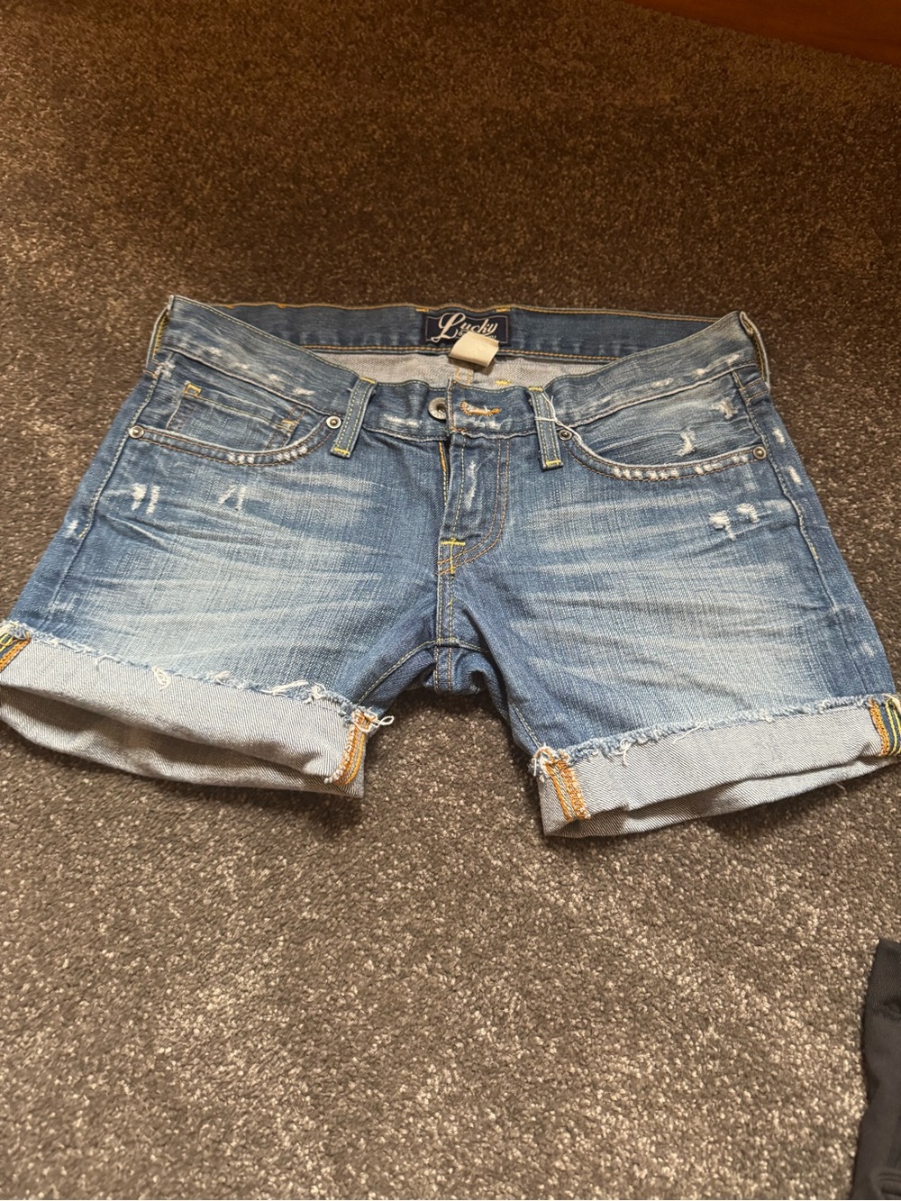 Lucky Brand Rolled Cuff Distressed Denim Shorts - Light Blue Wash